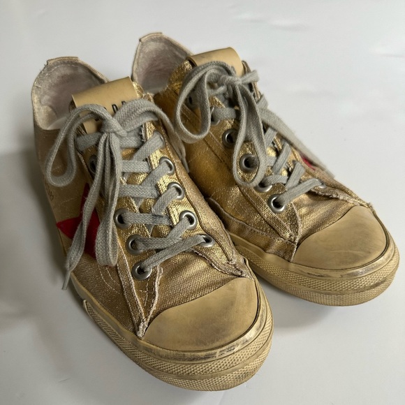 EUC GOLDEN GOOSE GOLD GGDB VSTAR2 SIZE 39 LACE UP SNEAKER SHOES - Picture 12 of 12